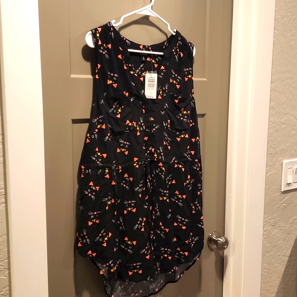 Cat Print Tank Top Babydoll Tunic - Torrid Size 12 (0) NWT